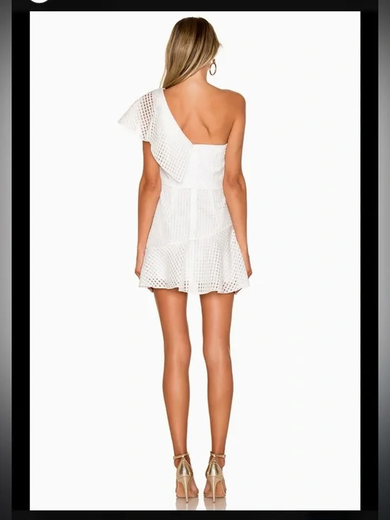 Amanda Uprichard McKinnon One-Shoulder White Ruffle Mini Dress - Picture 2 of 3
